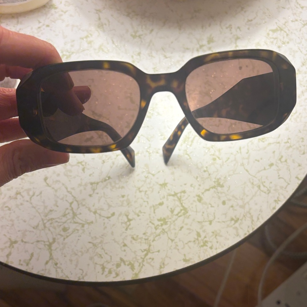 Prada Used Tortoise Shell Sunglasses Geometric Sh… - image 3